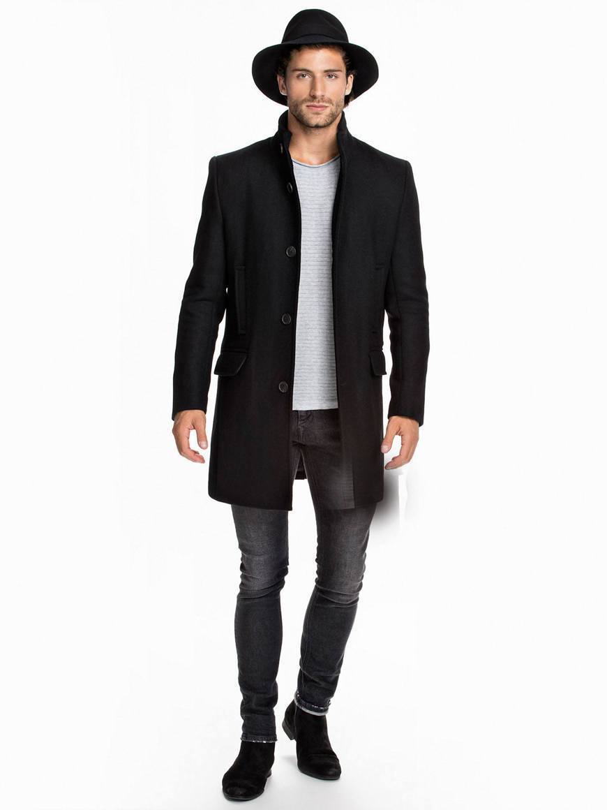 Contrasted collar jacket